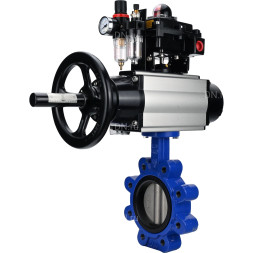 Затвор дисковый поворотный WBV1631E-2W-Fb-H Ду150 Ру16 LUG корпус - чугун QT450, диск - нержавеющая сталь 304, уплотнение - EPDM, с пневмоприводом PA-DA-105-1, пневмораспределителем 4M310-08 AC220V, БКВ APL-410N EX и БПВ AFC2000