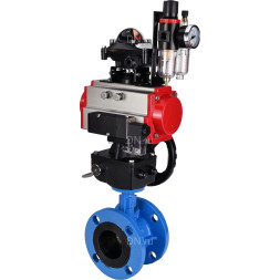 Затвор дисковый поворотный WBV1313E-2W-F-H Ду200 Ру16 фланцевый, корпус - чугун GGG40, диск - чугун GGG40, EPDM, с пневмоприводом PA-DA-140, пневмораспределителем 4M310-08 AC220V, БКВ APL-210N, ручным дублером MON2-450-T28-ISO и БПВ AFC2000