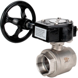 Кран шаровой BV3232P(2pc)-FP-T-ISO-H Ду80 Ру40 полнопроходной двухходовой, нержавеющая сталь SS316, внутренняя резьба, уплотнение - PTFE, с редуктором RDN RQN4-500Z-T30