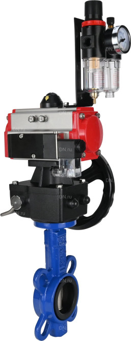 Затвор дисковый поворотный WBV1132N-2W-Fb-H Ду125 Ру16, корпус - чугун GG25, диск - нержавеющая сталь 316L, уплотнение - NBR, с пневмоприводом PA-DA-105, пневмораспределителем 4M310-08 AC220V, ручным дублером MON3-700-T38-ISO, БПВ AFC2000 в Барнауле
