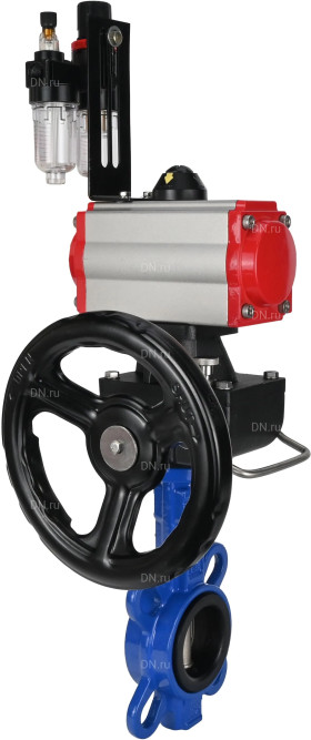 Затвор дисковый поворотный WBV1132N-2W-Fb-H Ду125 Ру16, корпус - чугун GG25, диск - нержавеющая сталь 316L, уплотнение - NBR, с пневмоприводом PA-DA-105, пневмораспределителем 4M310-08 AC220V, ручным дублером MON3-700-T38-ISO, БПВ AFC2000 в Барнауле