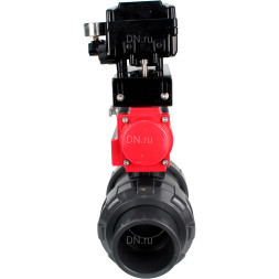 Кран шаровой BV4242E-FP-GRM-ISO Дн80 Ру10 полнопроходной, корпус - НПВХ, шар - НПВХ, уплотнение - EPDM, с пневмоприводом PA-SA-065 и пневмопозиционером YT-1000RSN с обратной связью