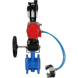 Затвор дисковый поворотный WBV1313E-2W-F-H Ду65 Ру16 фланцевый, корпус - чугун GGG40, диск - чугун GGG40, EPDM, с пневмоприводом PA-DA-105, пневмораспределителем 4V320-08 AC220V, дублером MON1-250-T26-ISO и БПВ AFC2000