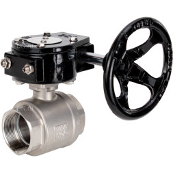 Кран шаровой BV3232P(2pc)-FP-T-ISO-H Ду100 Ру40 полнопроходной двухходовой, нержавеющая сталь SS316, внутренняя резьба, уплотнение - PTFE, с редуктором RDN RQN5-500Z-T30