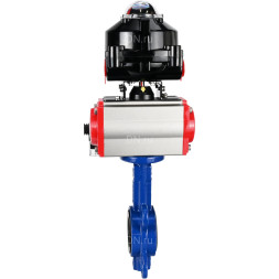 Затвор дисковый поворотный WBV1432E-2W-Fb-H Ду100 Ру16, корпус - чугун GGG50, диск - нержавеющая сталь 316L, уплотнение - EPDM, с пневмоприводом PA-DA-083 двойного действия, пневмораспределителем 4M310-08 DC24V, БКВ APL-510N-EX