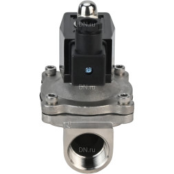 Клапан электромагнитный VS331-ET-NC-220VAC 1/2″ Ду15 Ру10, соленоидный двухходовой, корпус - нержавеющая сталь 304, уплотнение - EPDM, резьбовой, нормально-закрытый, прямого действия, катушка - 220В