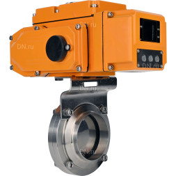 Затвор дисковый поворотный WBV3131S-2W-W-H Ду65 Ру10 под приварку, корпус - пищевая нержавеющая сталь 304, уплотнение - Silicon, с электроприводом QT-N-005EM-A1-220VAC-У1 c датчиком обратной связи и входным управляющим сигналом 4-20мА HARK