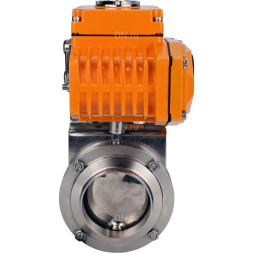 Затвор дисковый поворотный WBV3131S-2W-W-H Ду65 Ру10 под приварку, корпус - пищевая нержавеющая сталь 304, уплотнение - Silicon, с электроприводом QT-N-005EM-A1-220VAC-У1 c датчиком обратной связи и входным управляющим сигналом 4-20мА HARK