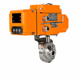 Затвор дисковый поворотный WBV3131S-2W-C-H Ду15 Ру10 кламповый, корпус - пищевая нержавеющая сталь 304, уплотнение - Silicon, с электроприводом QT-N-005EM-A1-220VAC-У1 c датчиком обратной связи и входным управляющим сигналом 4-20мА HARK