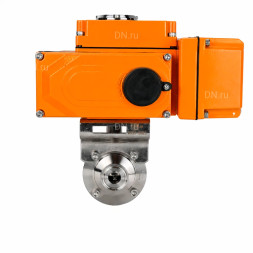 Затвор дисковый поворотный WBV3131S-2W-C-H Ду15 Ру10 кламповый, корпус - пищевая нержавеющая сталь 304, уплотнение - Silicon, с электроприводом QT-N-005EM-A1-220VAC-У1 c датчиком обратной связи и входным управляющим сигналом 4-20мА HARK