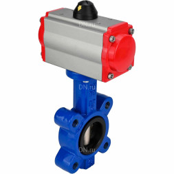 Затвор дисковый поворотный WBV1631N-2W-Fb-H Ду125 Ру16 LUG корпус - чугун QT450, диск - нержавеющая сталь 304, уплотнение - NBR, с пневмоприводом PA-SA-140 и пневмораспределителем 4M310-08 DC24V