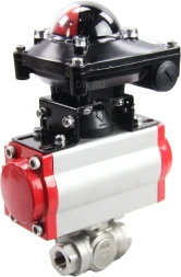 Кран шаровой BV3232P(4pc)-SP-3WL-T-ISO-H Ду10 Ру63 стандартнопроходной трехходовой L-тип, нерж. сталь SS316, внутренняя резьба, уплотнение - PTFE, пн.приводом PA-SA-052, пн.распределителем 4M310-08 AC220V и БКВ APL-210N