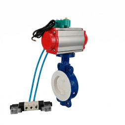 Затвор дисковый поворотный WBV3434Pf-2W-Fb-H Ду65 Ру16 корпус - углеродистая сталь WCB, диск - углеродистая сталь WCB, футерованный PTFE, уплотнение - PTFE, с пневмоприводом PA-SA-105, 4V320-10 AC220V и ALS200D