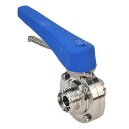 Затвор дисковый поворотный WBV3131E-2W-T-H Ду20 Ру10 резьбовой, пищевая нержавеющая сталь 304, уплотнение – EPDM, с рукояткой