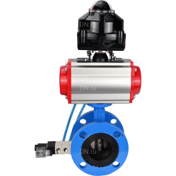 Затвор дисковый поворотный WBV1313E-2W-F-H Ду50 Ру16 фланцевый, корпус - чугун GGG40, диск - чугун GGG40, уплотнение - EPDM, с пневмоприводом PA-DA-105, пневмораспределителем 4V320-10 AC220V и БКВ APL-510N EX