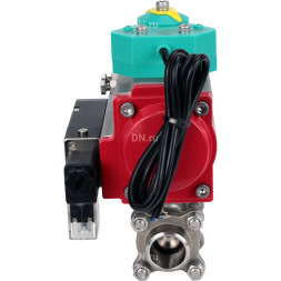 Кран шаровой BV3232P(3pc)-FP-W-ISO-H Ду65 Ру25 полнопроходной, корпус - нержавеющая сталь 316, уплотнение - PTFE, под приварку, с пневмоприводом PA-DA-083, пневмораспределителем 4M310-08 DC24V и магнитным переключателем ALS200D