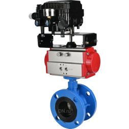 Затвор дисковый поворотный WBV1313E-2W-F-H Ду80 Ру16 фланцевый, корпус - чугун GGG40, диск - чугун GGG40, уплотнение - EPDM, с пневмоприводом PA-DA-105 и позиционером YT-1000RSN без обратной связи