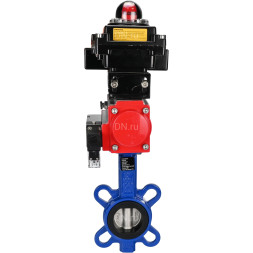 Затвор дисковый поворотный WBV1432N-2W-Fb-H Ду125 Ру16, корпус - чугун GGG50, диск - нержавеющая сталь 316L, уплотнение - NBR, с пневмоприводом PA-DA-105 двойного действия, пневмораспределителем 4M310-08 DC24V, БКВ APL-410N EX