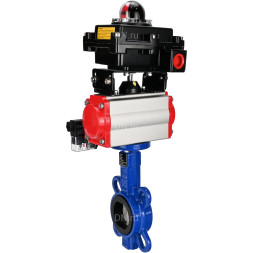 Затвор дисковый поворотный WBV1432N-2W-Fb-H Ду125 Ру16, корпус - чугун GGG50, диск - нержавеющая сталь 316L, уплотнение - NBR, с пневмоприводом PA-DA-105 двойного действия, пневмораспределителем 4M310-08 DC24V, БКВ APL-410N EX