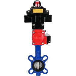 Затвор дисковый поворотный WBV1432N-2W-Fb-H Ду125 Ру16, корпус - чугун GGG50, диск - нержавеющая сталь 316L, уплотнение - NBR, с пневмоприводом PA-DA-105 двойного действия, пневмораспределителем 4M310-08 DC24V, БКВ APL-410N EX