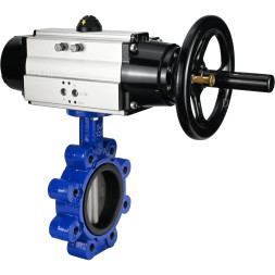 Затвор дисковый поворотный WBV1631N-2W-Fb-H Ду125 Ру16 LUG корпус - чугун QT450, диск - нержавеющая сталь 304, уплотнение - NBR, с пневмоприводом PA-DA-105-1