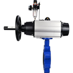 Затвор дисковый поворотный WBV1616N-2W-Fb-H Ду125 Ру16 LUG корпус - чугун QT450, диск - чугун QT450, уплотнение - NBR, с пневмоприводом PA-DA-105-1, пневмораспределителем 4M310-08 DC24V и БПВ AFC2000