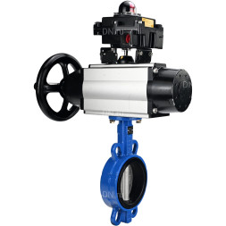 Затвор дисковый поворотный WBV1132N-2W-Fb-H Ду125 Ру16, корпус - чугун GG25, диск - нержавеющая сталь 316L, уплотнение - NBR, с пневмоприводом PA-DA-105-1 двойного действия, с БКВ APL-410N EX