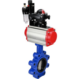 Затвор дисковый поворотный WBV1631E-2W-Fb-H Ду150 Ру16 LUG корпус - чугун QT450, диск - нержавеющая сталь 304, уплотнение - EPDM, с пневмоприводом PA-DA-105, пневмораспределителем 4M310-08 AC220V, БКВ APL-210N и БПВ AFC2000