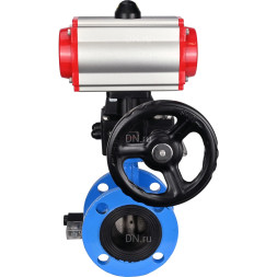 Затвор дисковый поворотный WBV1313E-2W-F-H Ду150 Ру16 фланцевый, корпус - чугун GGG40, диск - чугун GGG40, EPDM, с пневмоприводом PA-DA-130, пневмораспределителем 4V320-08 AC220V и ручным дублером MON1-250-T26-ISO