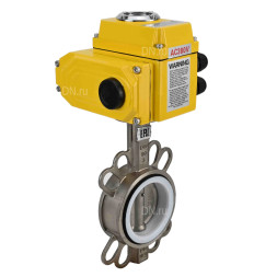 Затвор дисковый поворотный WBV3232P-2W-Fb-H Ду250 Ру16, корпус - нержавеющая сталь 316L, диск - нержавеющая сталь 316L, уплотнение - PTFE, с электроприводом QT-N-060EM-O1-24VDC-У1 24В