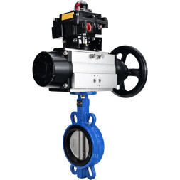 Затвор дисковый поворотный WBV1132N-2W-Fb-H Ду150 Ру16, корпус - чугун GG25, диск - нержавеющая сталь 316L, уплотнение - NBR, с пневмоприводом PA-DA-105-1 двойного действия, с БКВ APL-410N EX
