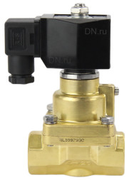 Клапан электромагнитный VS1000-PT-NC-24VDC 1 1/2″ Ду40 Ру12 соленоидный двухходовой поршневой, резьбовой, корпус - латунь, уплотнение - PTFE, пилотного действия, нормально закрытый, катушка - 24В DC