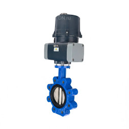 Затвор дисковый поворотный WBV1616N-2W-Fb-H Ду80 Ру16 LUG межфланцевый, корпус - чугун QT450, диск - чугун QT450, уплотнение - NBR, с электроприводом четвертьоборотным QTSA-N-005EM-O0-220VAC с пружинным возвратом