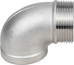Отвод (уголок) ВР-НР-304 1 1/2″ Ду40 Ру16 угол 90°, корпус - нержавеющая сталь 304, присоединение - внутренняя / наружная резьба