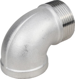 Отвод (уголок) ВР-НР-304 1 1/2″ Ду40 Ру16 угол 90°, корпус - нержавеющая сталь 304, присоединение - внутренняя / наружная резьба