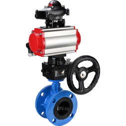 Затвор дисковый поворотный WBV1313E-2W-F-H Ду150 Ру16 фланцевый, корпус - чугун GGG40, диск - чугун GGG40, EPDM, с пневмоприводом PA-DA-130, пневмораспределителем 4M310-08 AC220V, БКВ APL-210N и ручным дублером MON1-250-T26-ISO