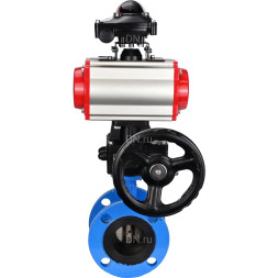 Затвор дисковый поворотный WBV1313E-2W-F-H Ду150 Ру16 фланцевый, корпус - чугун GGG40, диск - чугун GGG40, EPDM, с пневмоприводом PA-DA-130, пневмораспределителем 4M310-08 AC220V, БКВ APL-210N и ручным дублером MON1-250-T26-ISO
