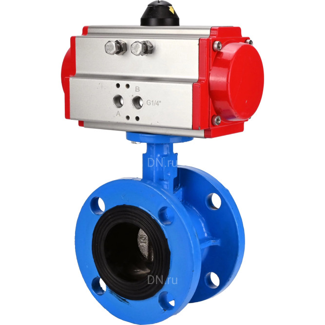 Затвор дисковый поворотный WBV1313E-2W-F-H Ду125 Ру16 фланцевый, корпус - чугун GGG40, диск - чугун GGG40, уплотнение - EPDM, с пневмоприводом PA-DA-130 двойного действия в Барнауле