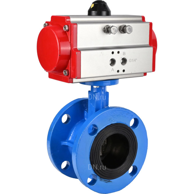 Затвор дисковый поворотный WBV1313E-2W-F-H Ду125 Ру16 фланцевый, корпус - чугун GGG40, диск - чугун GGG40, уплотнение - EPDM, с пневмоприводом PA-DA-130 двойного действия в Барнауле