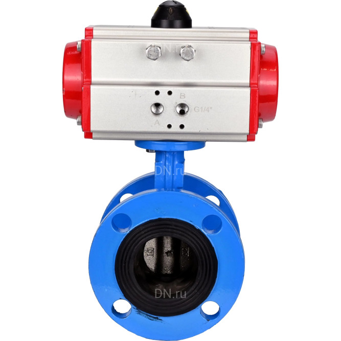 Затвор дисковый поворотный WBV1313E-2W-F-H Ду125 Ру16 фланцевый, корпус - чугун GGG40, диск - чугун GGG40, уплотнение - EPDM, с пневмоприводом PA-DA-130 двойного действия в Барнауле
