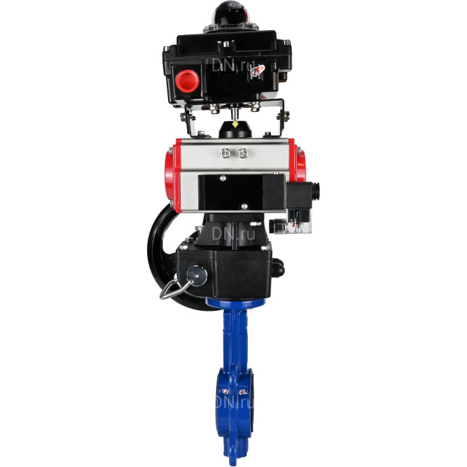 Затвор дисковый поворотный WBV1432E-2W-Fb-H Ду100 Ру16, корпус - чугун GGG50, диск - нержавеющая сталь 316L, уплотнение - EPDM, с пневмоприводом PA-DA-083, пневмораспределителем 4M310-08 AC220V, БКВ APL-410N EX, ручным дублером MON2-450-T28-ISO в Барнауле