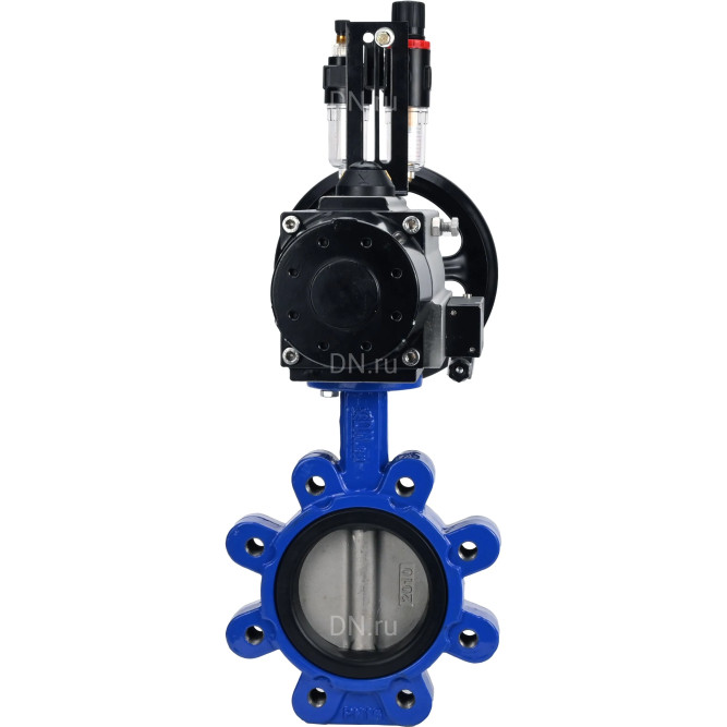 Затвор дисковый поворотный WBV1631E-2W-Fb-H Ду125 Ру16 LUG корпус - чугун QT450, диск - нержавеющая сталь 304, уплотнение - EPDM, с пневмоприводом PA-DA-105-1, пневмораспределителем 4M310-08 DC24V и БПВ AFC2000 в Барнауле