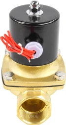 Клапан электромагнитный VS100-VT-NC-220VAC 1 1/4″ Ду32 Ру10, соленоидный двухходовой, корпус - латунь, уплотнение - Viton, резьбовой, нормально-закрытый, прямого действия, катушка - 220В