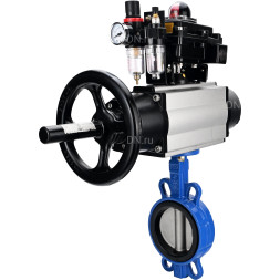 Затвор дисковый поворотный WBV1132N-2W-Fb-H Ду125 Ру16, корпус - чугун GG25, диск - нержавеющая сталь 316L, уплотнение - NBR, с пневмоприводом PA-DA-105-1, пневмораспределителем 4M310-08 AC220V, БКВ APL-410N EX, БПВ AFC2000