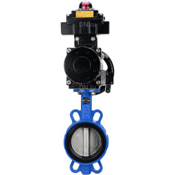 Затвор дисковый поворотный WBV1132N-2W-Fb-H Ду125 Ру16, корпус - чугун GG25, диск - нержавеющая сталь 316L, уплотнение - NBR, с пневмоприводом PA-DA-105-1, пневмораспределителем 4M310-08 AC220V, БКВ APL-410N EX, БПВ AFC2000