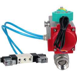 Кран шаровой BV3232P(2pc)-FP-T-ISO-H Ду100 Ру40 полнопроходной, внутренняя резьба, корпус - нержавеющая сталь 316, уплотнение - PTFE, с пневмоприводом PA-DA-105, пневмораспределителем 4V320-08 AC220V и магнитным переключателем ALS200D