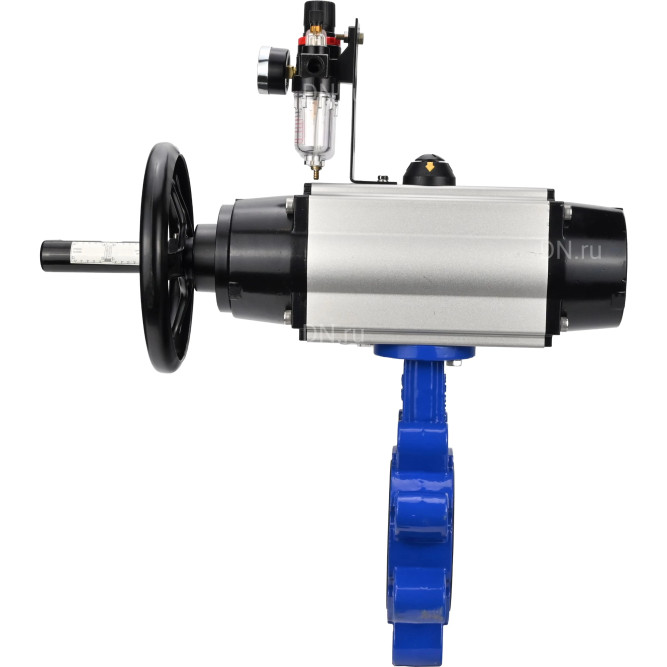 Затвор дисковый поворотный WBV1631E-2W-Fb-H Ду150 Ру16 LUG корпус - чугун QT450, диск - нержавеющая сталь 304, уплотнение - EPDM, с пневмоприводом PA-DA-105-1, пневмораспределителем 4M310-08 DC24V и БПВ AFC2000 в Барнауле