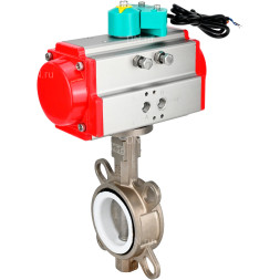 Затвор дисковый поворотный WBV3131P-2W-Fb-H Ду65 Ру16 корпус - нержавеющая сталь 304, диск - нержавеющая сталь 304, уплотнение - PTFE, с пневмоприводом PA-DA-065 и магнитным переключателем ALS200D