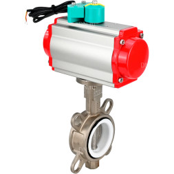 Затвор дисковый поворотный WBV3131P-2W-Fb-H Ду65 Ру16 корпус - нержавеющая сталь 304, диск - нержавеющая сталь 304, уплотнение - PTFE, с пневмоприводом PA-DA-065 и магнитным переключателем ALS200D