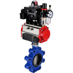 Затвор дисковый поворотный WBV1631E-2W-Fb-H Ду150 Ру16 LUG корпус - чугун QT450, диск - нержавеющая сталь 304, уплотнение - EPDM, с пневмоприводом PA-DA-105, пневмораспределителем 4M310-08 DC24V, БКВ APL-410N EX и БПВ AFC2000